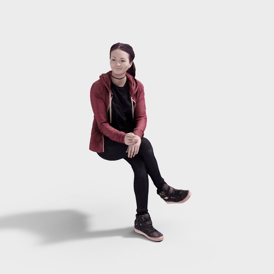 Young Woman 3D Model in Relaxed Urban Style