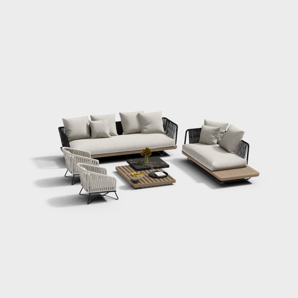 Outdoor rattan sofa set