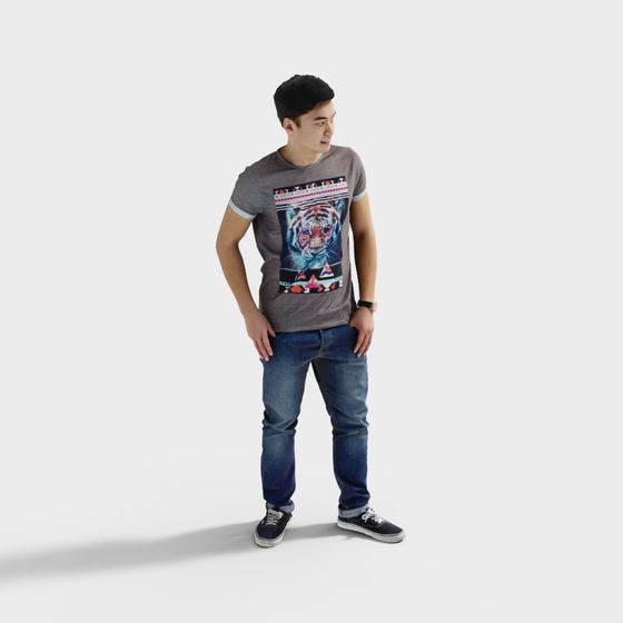 Vibrant Street Style 3D Model with Tiger Design