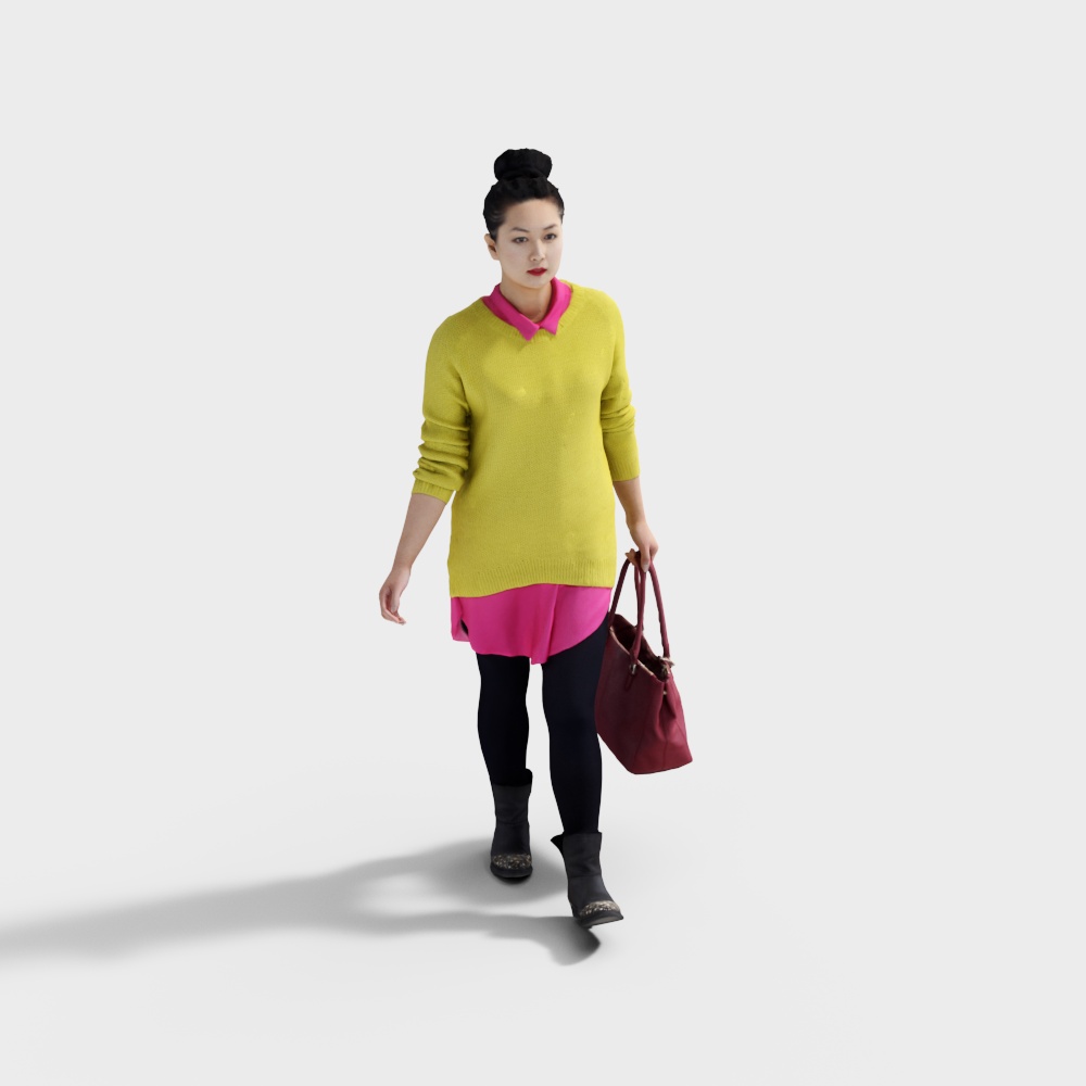 Trendy Female 3D Model in Vibrant Outfit