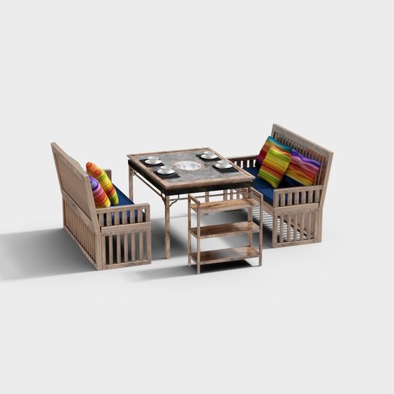 City Garden Table and Chair Set 3D model