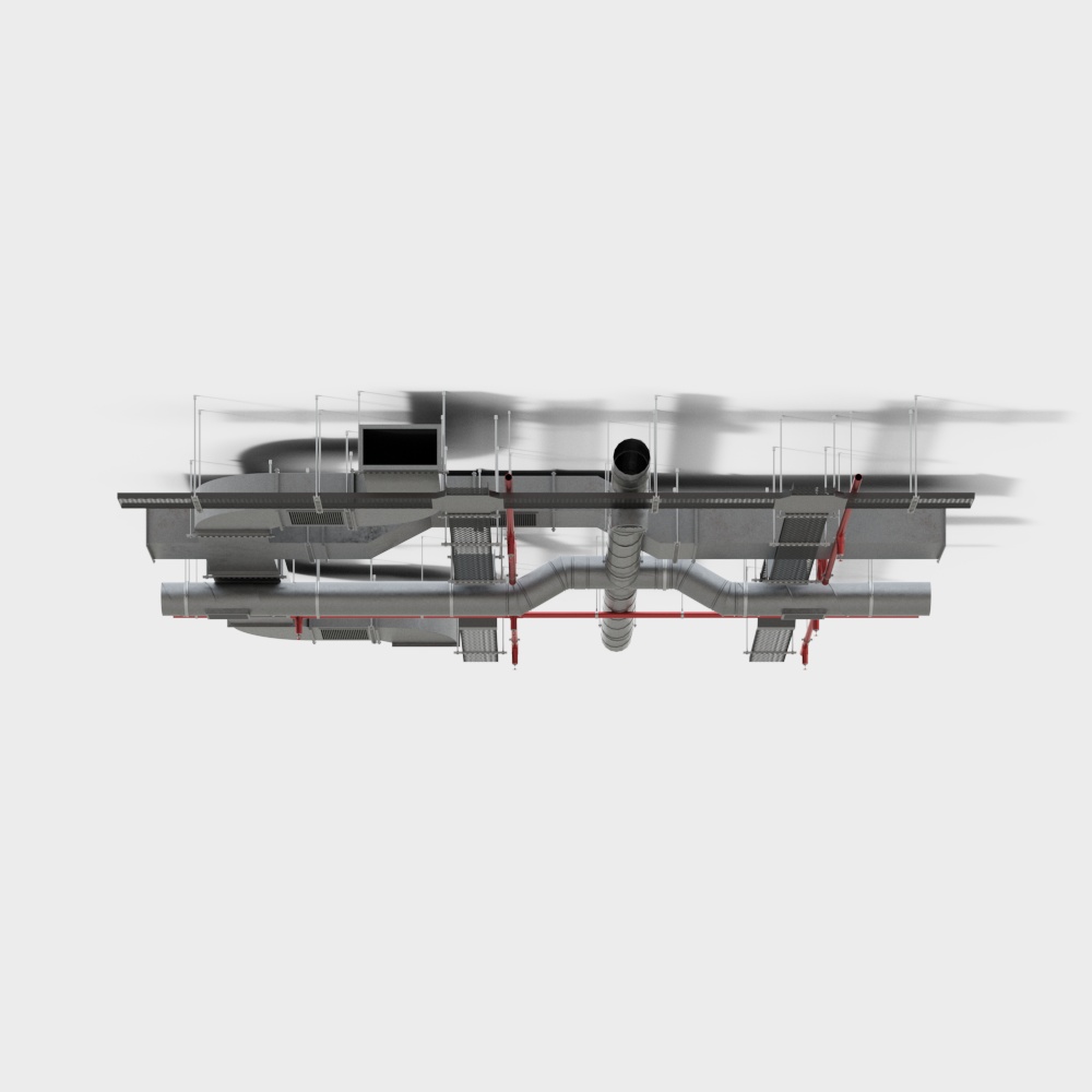 Futuristic Low-Polygon Industrial Factory 3D model