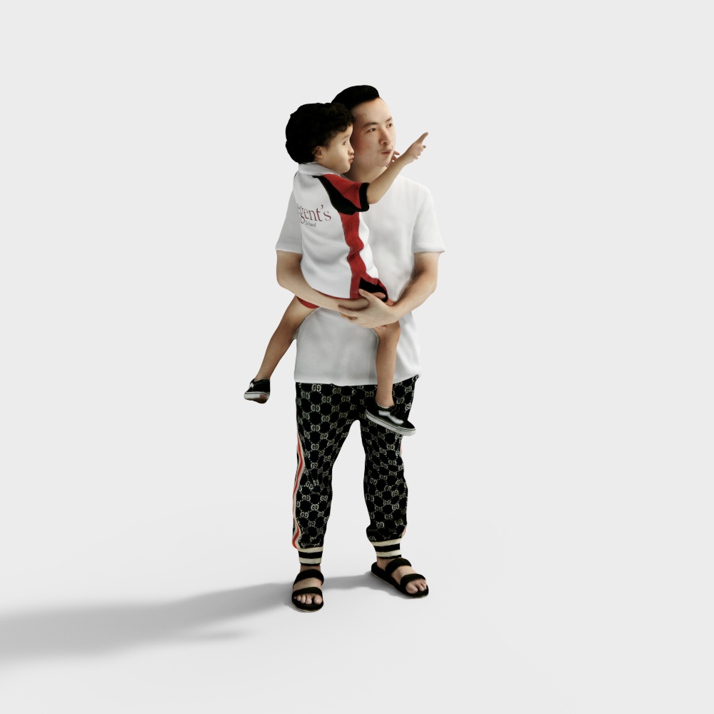 Father and Son Low-Poly 3D Model