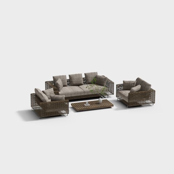 Cozy Retreat Sofa Set 3D model