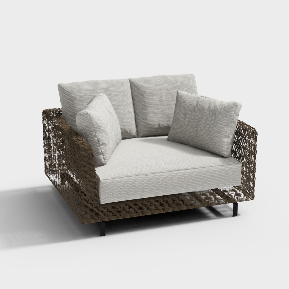 戶外藤編單人沙發