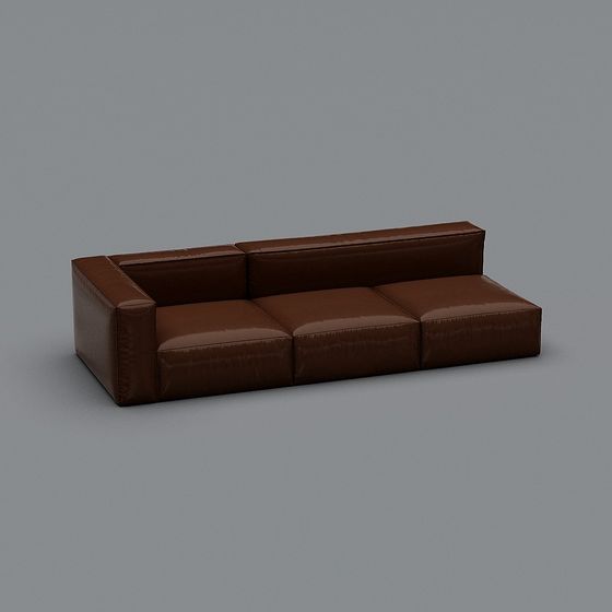 Stylish Brown Leather Sofa 3D model for Modern Interiors