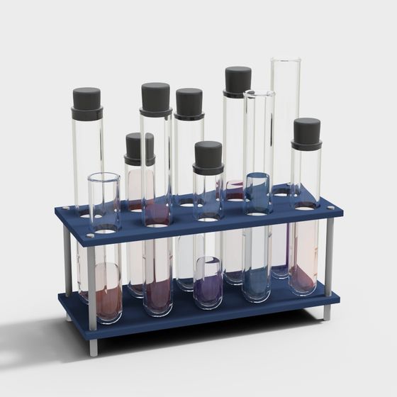 Low-Poly Laboratory Test Tube Rack 3D Model