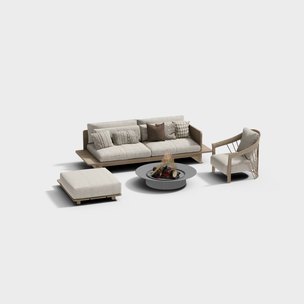 Cozy Retreat 3D Model – Modern Minimalist Wood and Fabric