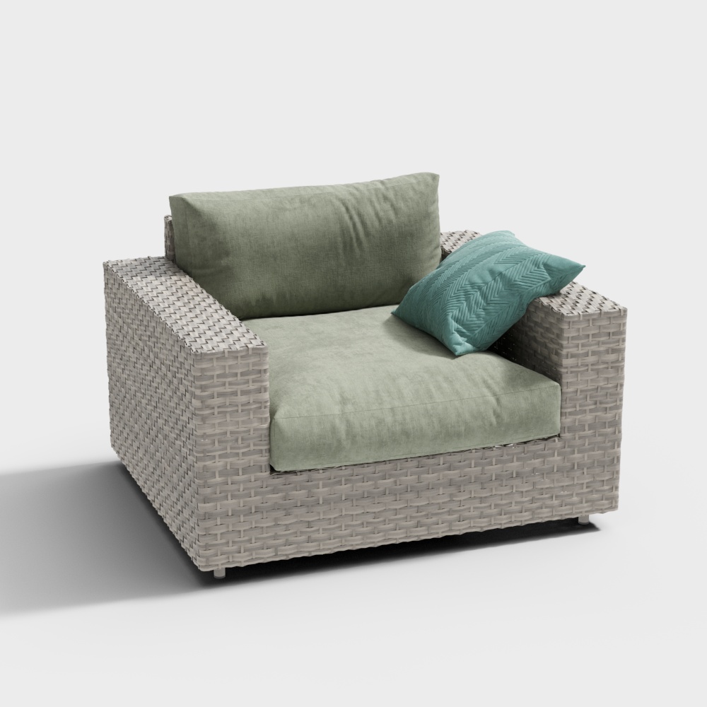 Outdoor rattan single sofa