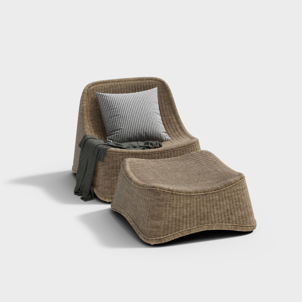 Cozy Woven Lounger 3D Model – Rustic Wicker Design