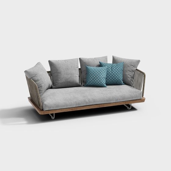 Modern Low-Polygon Sofa 3D model for Cozy Spaces