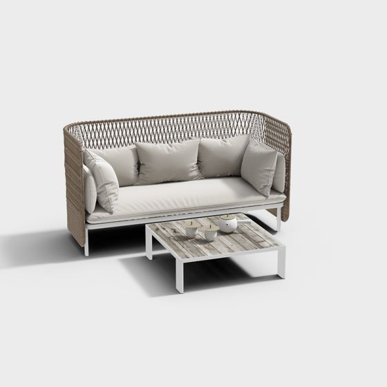Stylish Low-Polygon 3D Sofa Model for Modern Spaces