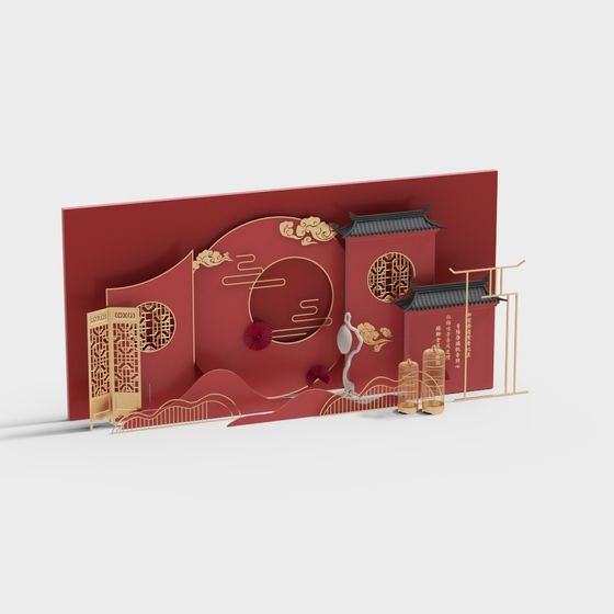 Chinese Garden Gate 3D Model