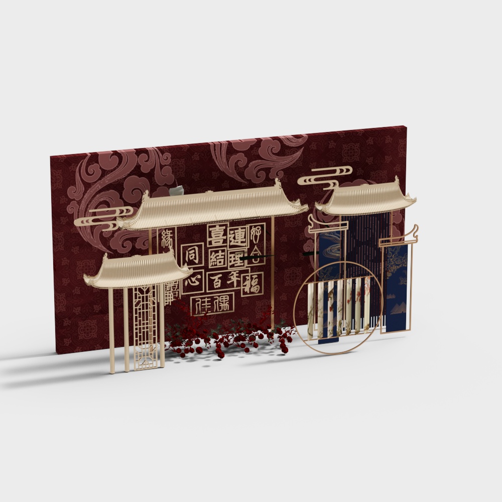 ฉากหลังงานแต่งงานสไตล์จีนใหม่