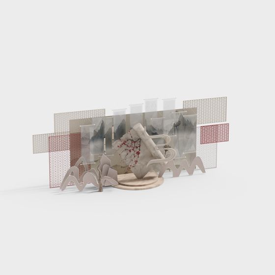 Shan He Tu 3D model with Abstract Aesthetic