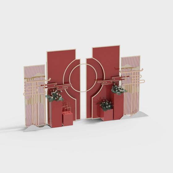 Elegant Oriental Screen 3D model