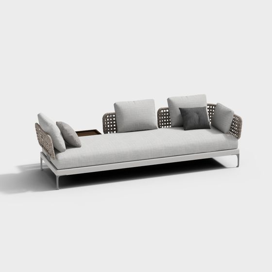 Stylish Rattan Daybed 3D model for Modern Interiors
