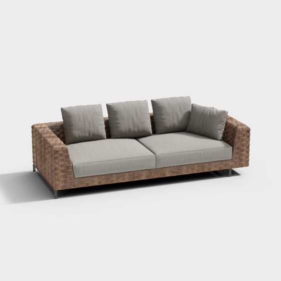 Stylish Low-Polygon Sofa 3D model for Modern Interiors