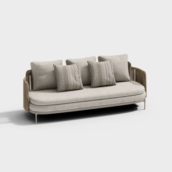 ラタン製屋外用多人数ソファ