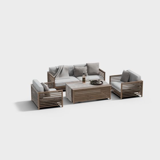 Modern Outdoor Lounge Set 3D model