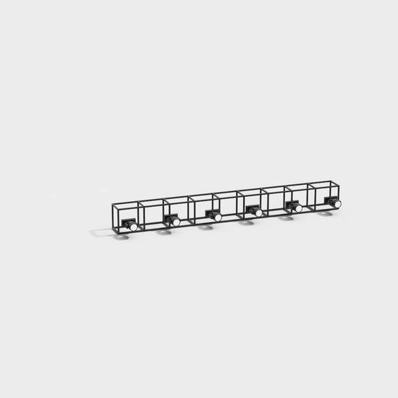 Industrial Hook Rack 3D model