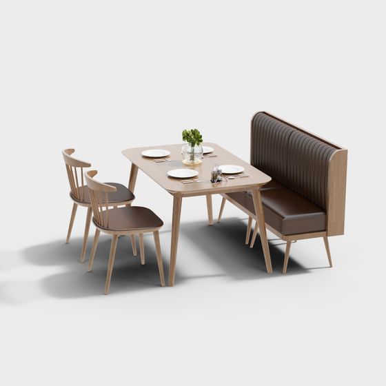 Nordic Dining Table and Chair Set 3D model for Modern Spaces