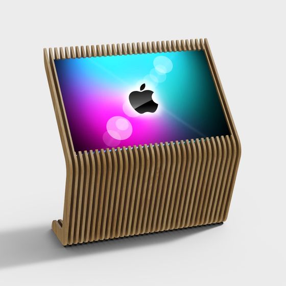 Stylish Wooden Computer Stand 3D model