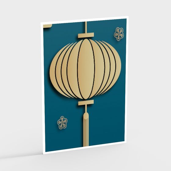 Low-Poly Oriental Lantern 3D model