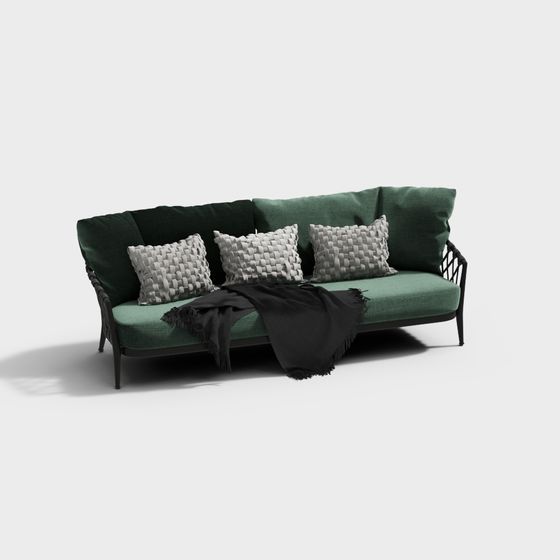 Elegant Green Sofa 3D model for Modern Interiors