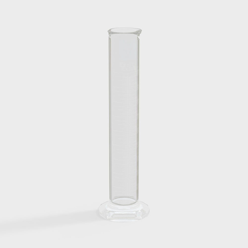 Laboratory glass measuring cylinder