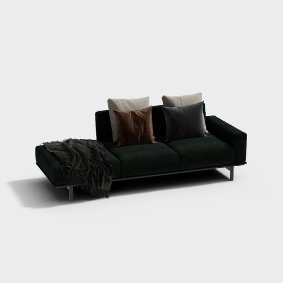 Elegant Green Velvet Sofa 3D model