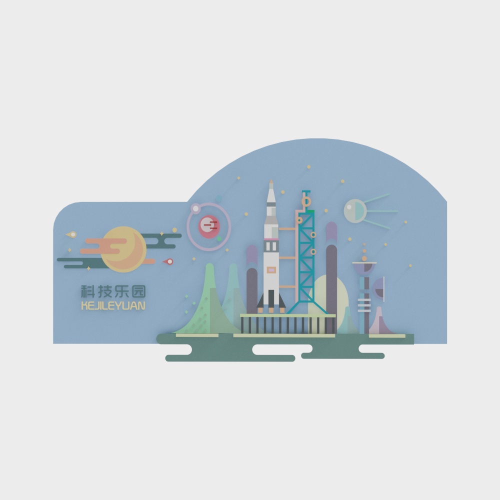 Futuristic City 3D model in Low Poly Style