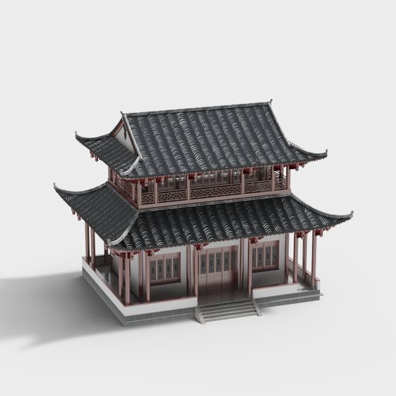 Traditional Chinese Architecture Low-Poly 3D model