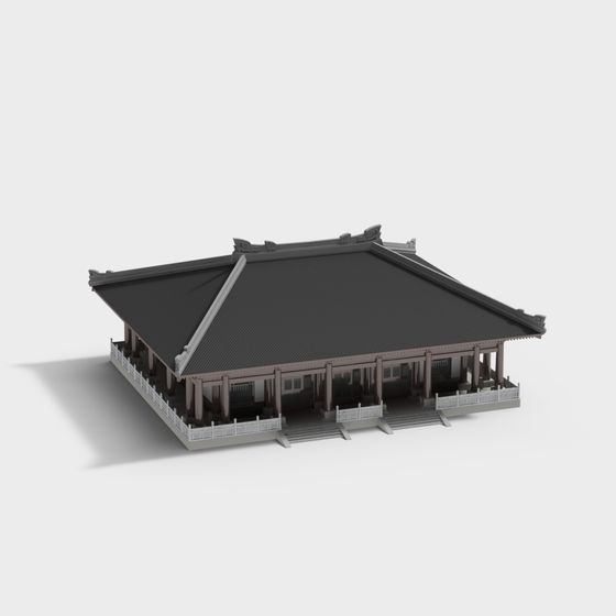 Elegant East Asian Traditional Building 3D model