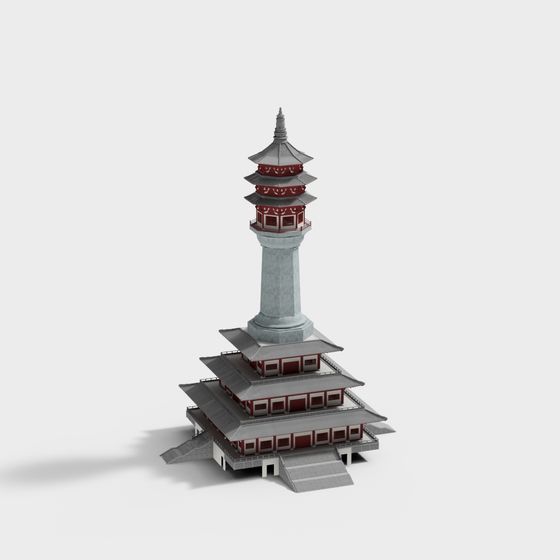 Oriental Aesthetic Tower 3D model