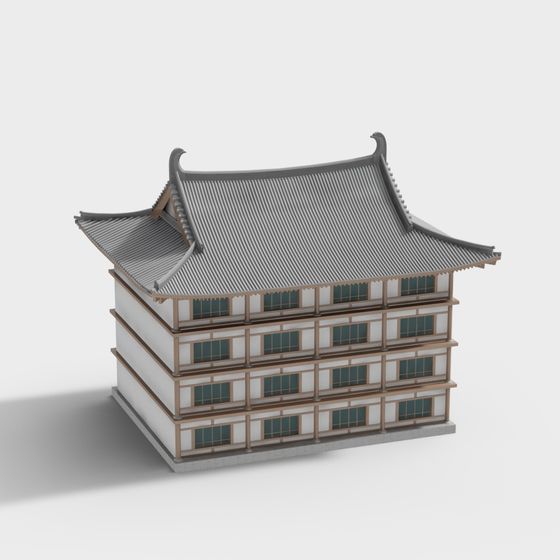 Elegant Eastern Aesthetic Architectural 3D model