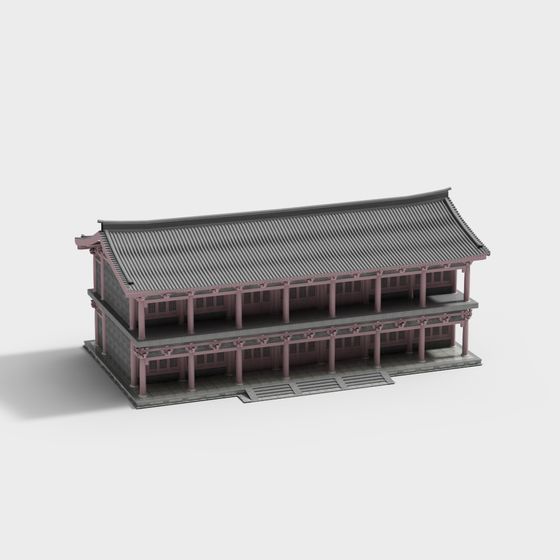 Ancient Eastern Aesthetic Low-Polygon Architectural 3D model