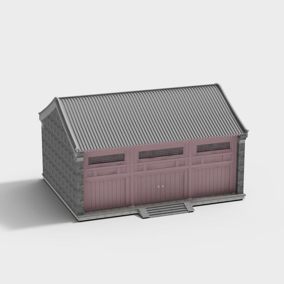 Vintage Low-Polygon Garage 3D model
