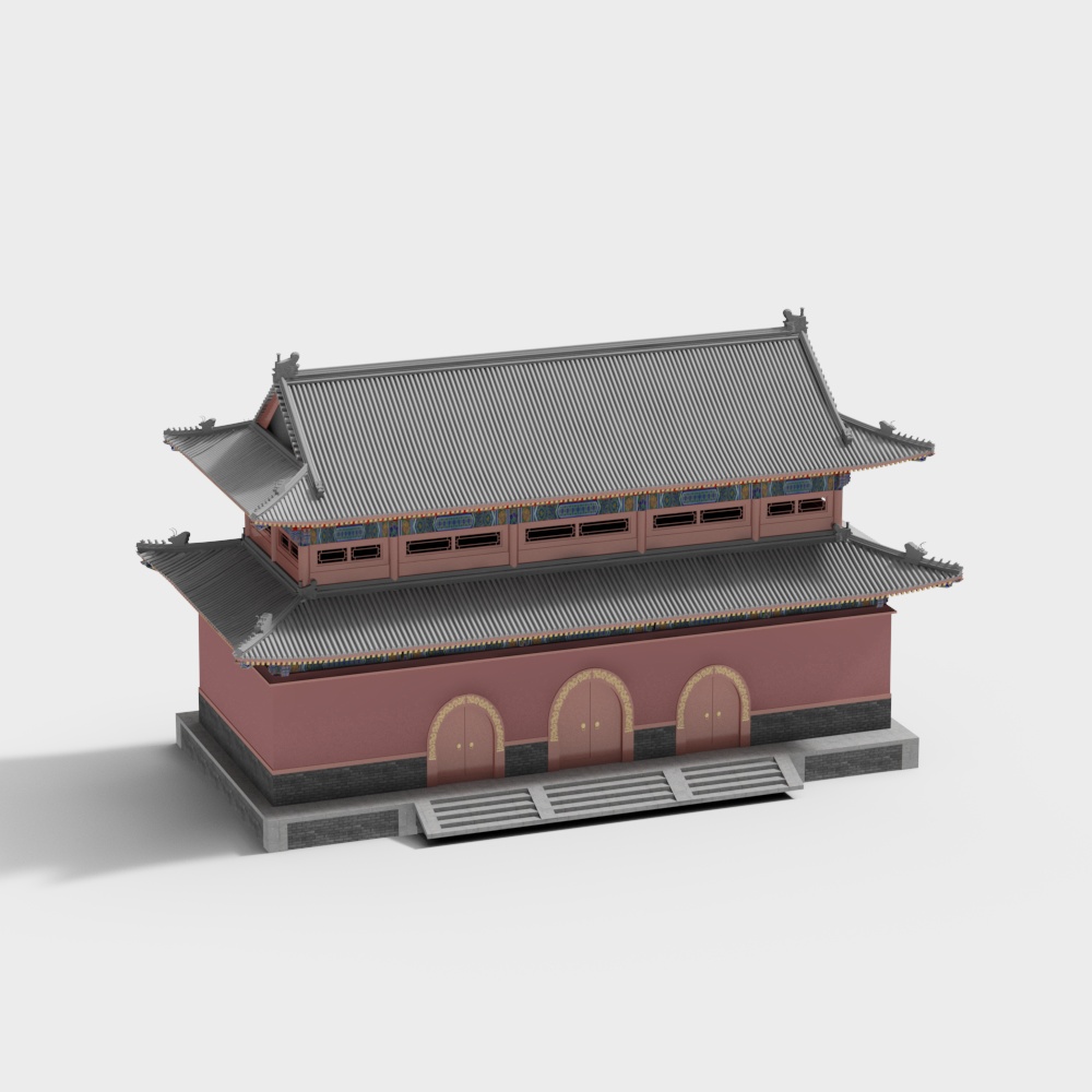 Elegant Eastern Aesthetic 3D Model Architecture