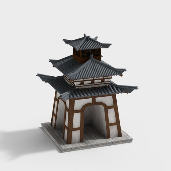 Elegant East Asian Ancient Pagoda 3D model