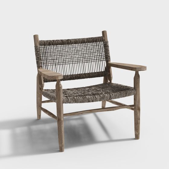 Stylish African-Inspired Rattan Chair 3D model