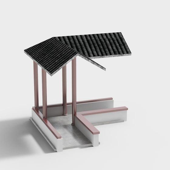 Low Polygon Oriental Pavilion 3D model