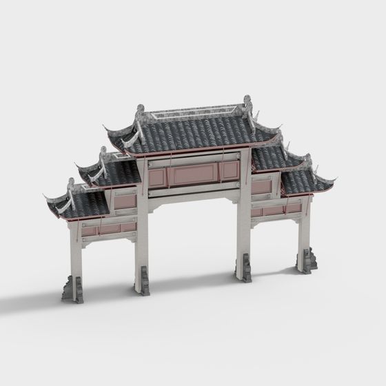 Traditional Chinese Archway 3D model