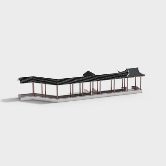 Oriental Classical Covered Bridge 3D model