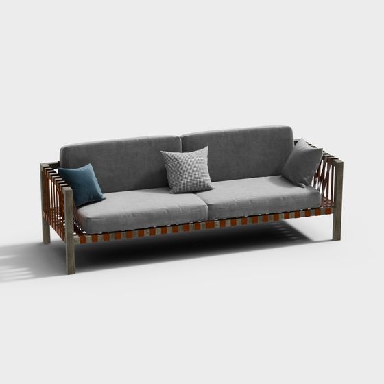 Stylish Low-Poly Sofa 3D model for Modern Interiors