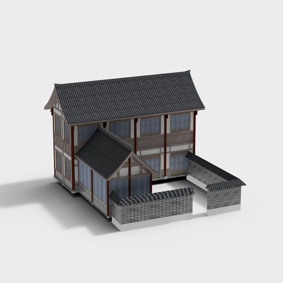 Traditional Chinese Courtyard Building 3D model