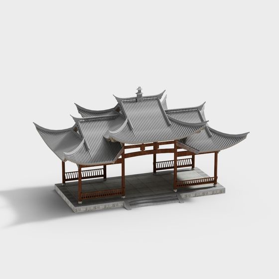 Elegant East Asian Pavilion 3D model for Creative Projects