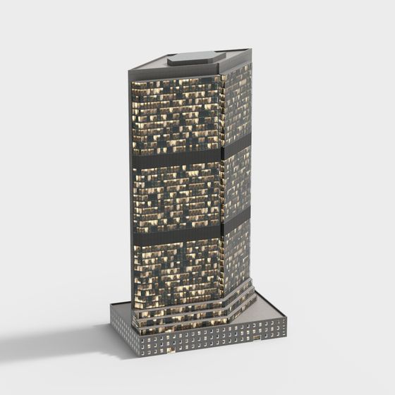 City Lights Modern Skyscraper 3D model