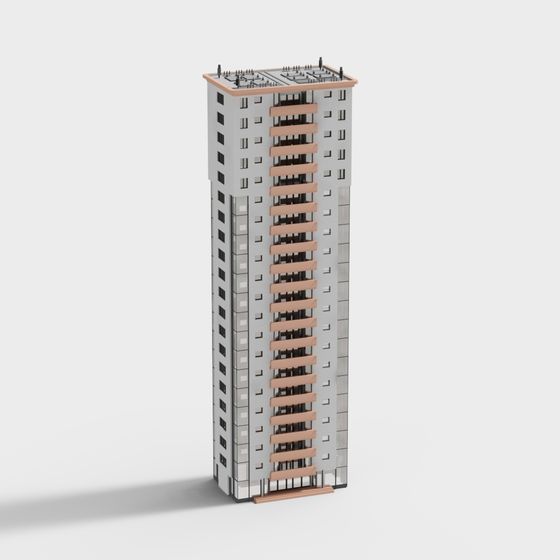 Urban Tower 3D Model - Futuristic High-Rise Design