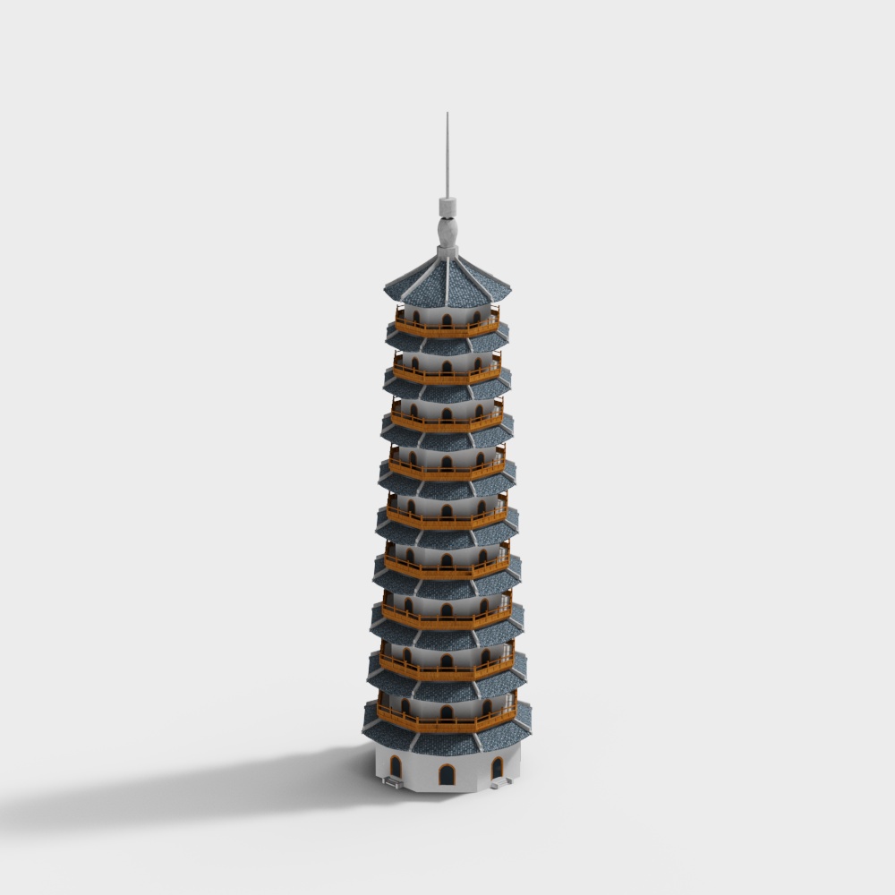 Eastern-Inspired Tower 3D Model – Low-Poly Modern Design